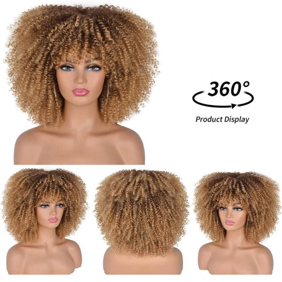Beautiful Short Curly Afro Wig with bangs - Picture 4 of 5